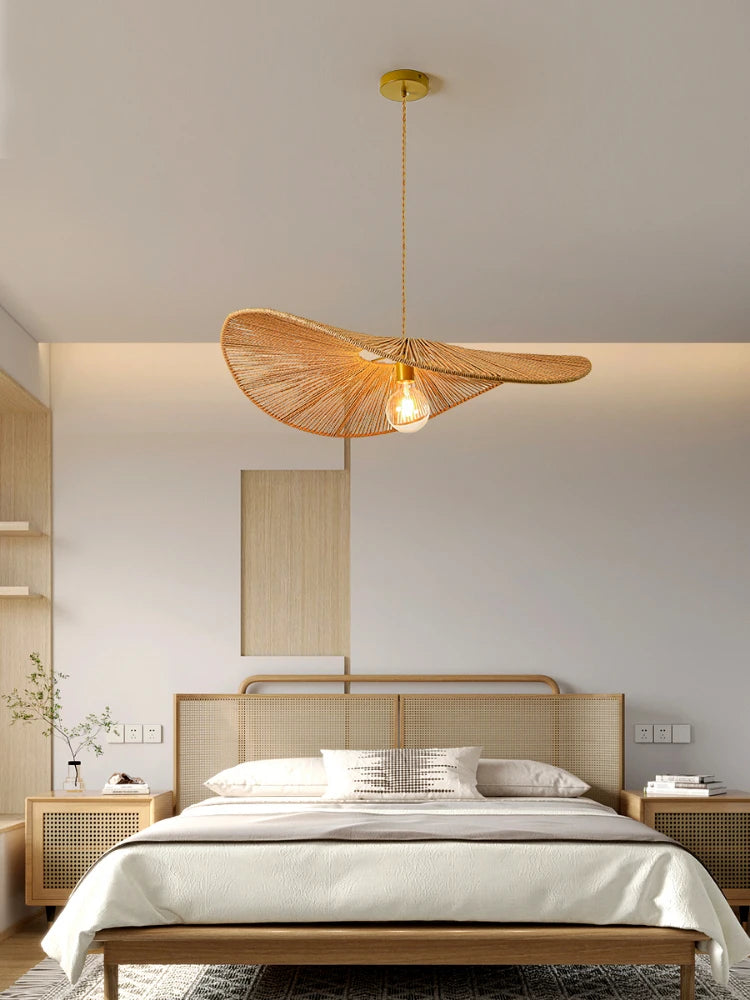 lustre nordique en paille pour décoration moderne et élégante - vue 3 sur 9