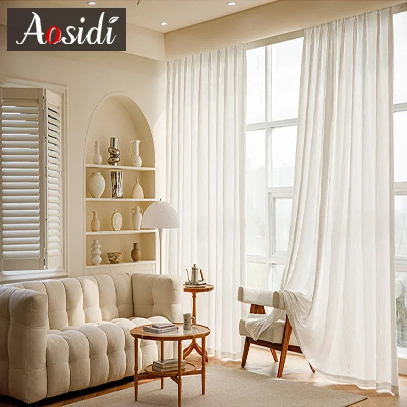 Voilage rideau tulle plissé motif végétal salon chambre - vue 2 sur 7