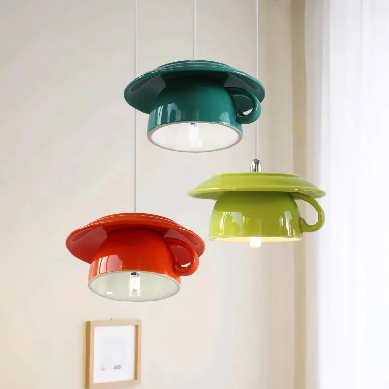 suspension en céramique design art thé éclairage led g4 - vue 4 sur 30