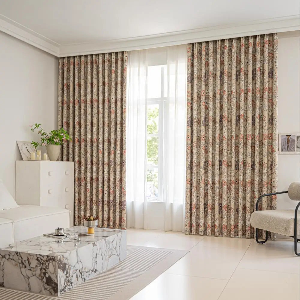 Rideau occultant motif floral style moderne pour salon - vue 2 sur 8