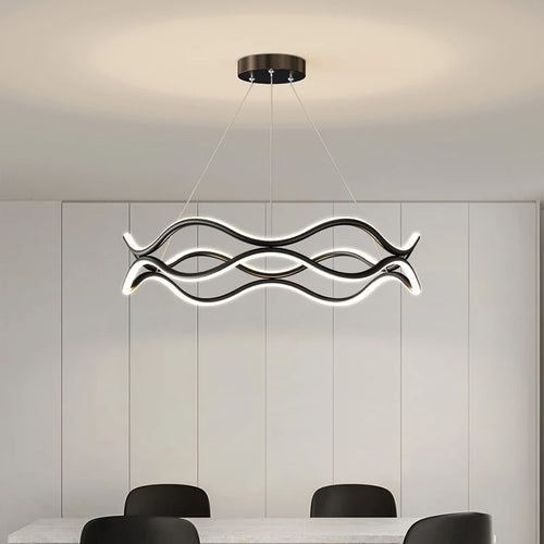 lustre design nordique ligne ondulée et lumière principale - vue 5 sur 10