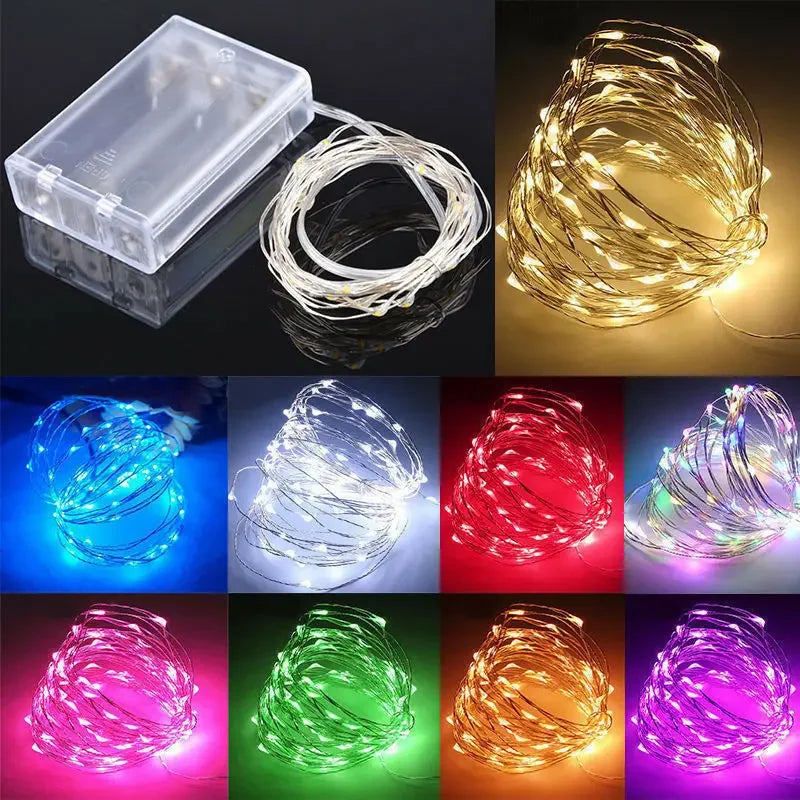 guirlande lumineuse led en fil de cuivre pour décoration festive - vue 1 sur 14