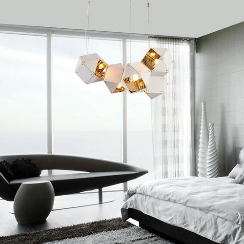 Modern luxury creative LED dining room chandelier New cube art living room decorated kitchen, meeting room hanging chandelier - vue 4 sur 14