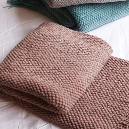plaid tricoté uni style moderne pour canapé lit - vue 4 sur 4