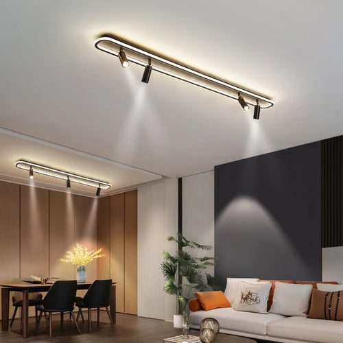 lustre led minimaliste en bande acrylique avec projecteur moderne - vue 2 sur 25