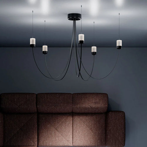 lustre minimaliste design éclairage led abat-jour en verre cristal - vue 6 sur 7