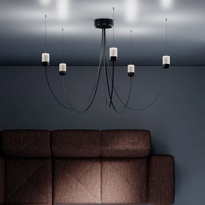 lustre minimaliste design éclairage led abat-jour en verre cristal - vue 5 sur 7