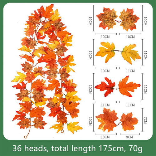 guirlande de feuilles d'érable artificielles en soie décorative pour jardin - vue 16 sur 16