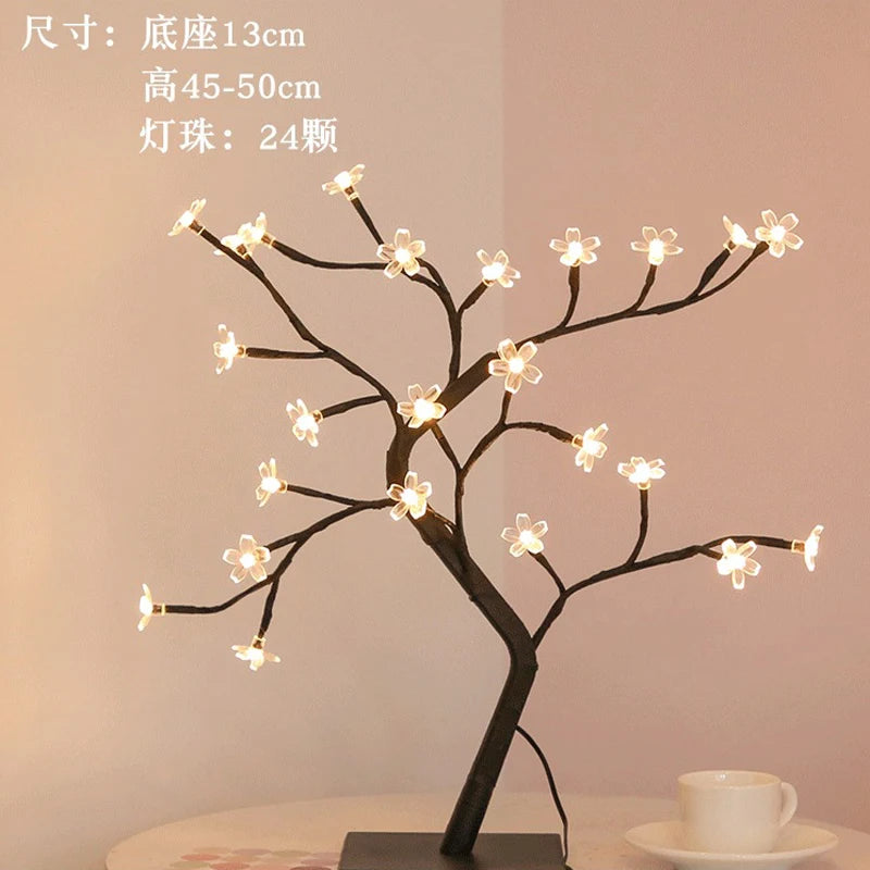 lampe de table led arbre cerisier cristal veilleuse nordique - vue 10 sur 19