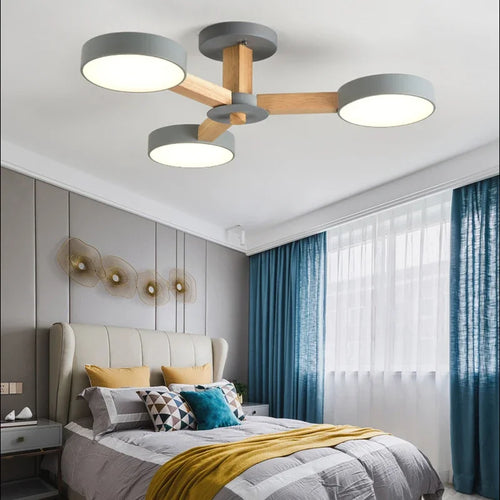 plafonnier moderne en bois à éclairage led pour décoration intérieure - vue 3 sur 15
