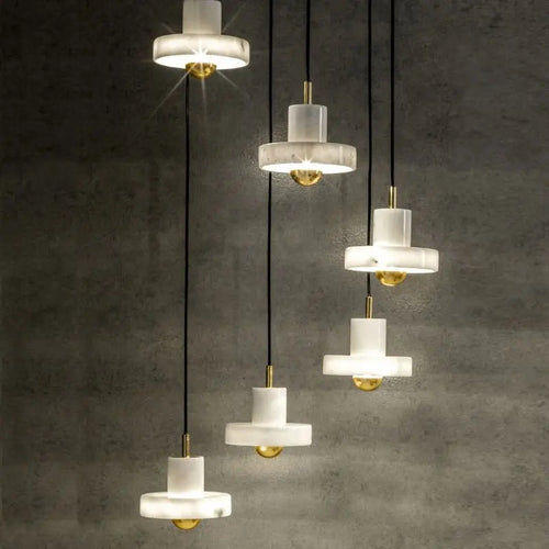 suspension nordique en marbre et cuivre design moderne - vue 2 sur 24