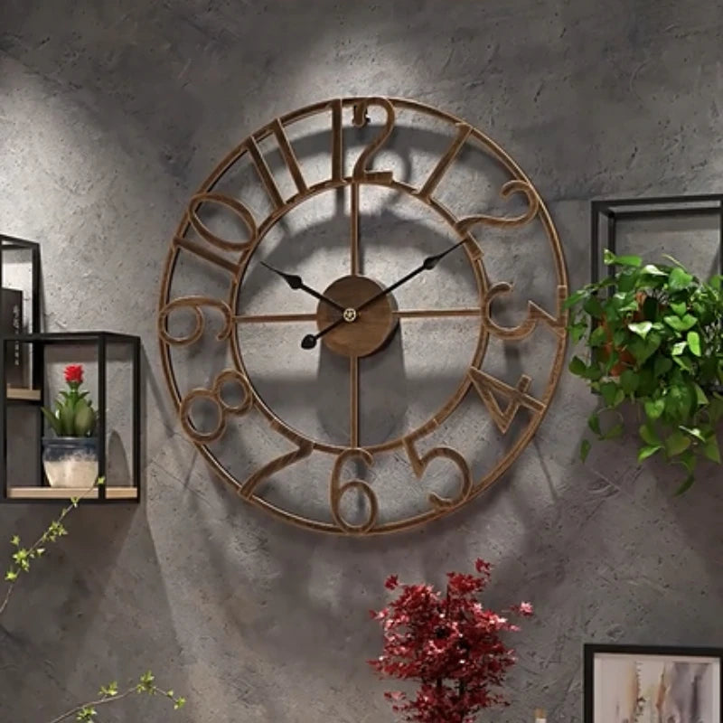 horloge murale silencieuse en fer forgé design nordique créatif décoratif - vue 6 sur 9