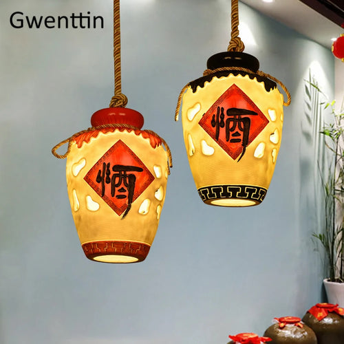suspension pot à vin style chinois pour décoration intérieure - vue 2 sur 12