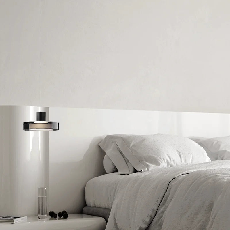 suspension moderne en acier inoxydable et verre design - vue 3 sur 6