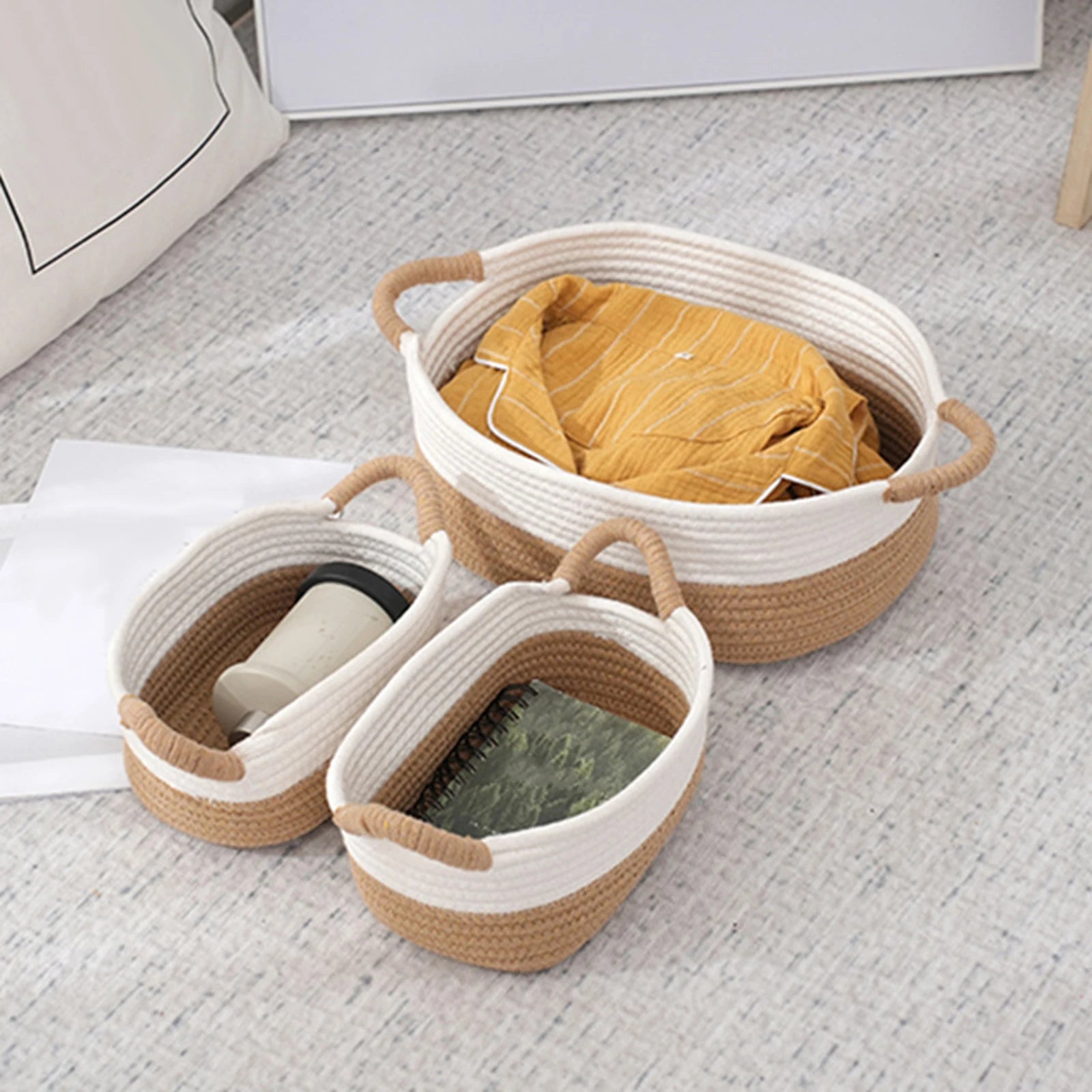 paniers tissés en corde pour un rangement pratique et élégant - vue 2 sur 7