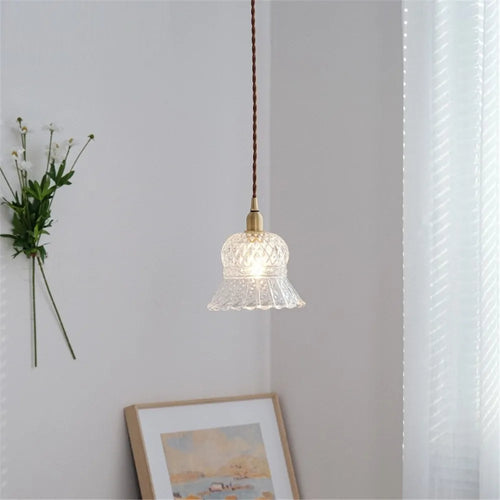 lustre antique en laiton et verre pour décoration maison - vue 5 sur 8
