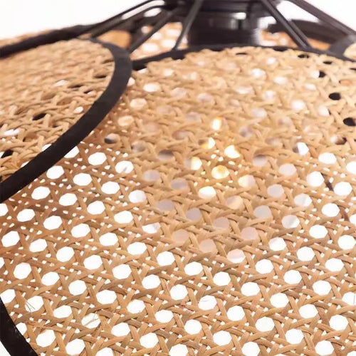 lampadaire rétro en rotin tissé design chinois pour décoration intérieure - vue 5 sur 9