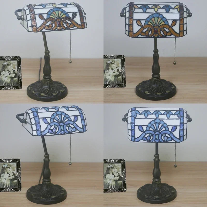 lampe à poser rétro nordique en verre teinté décor baroque méditerranéen - vue 6 sur 6