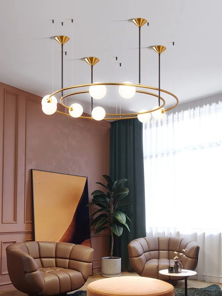 lustre moderne créatif orbite planète en verre led décoration café - vue 5 sur 8