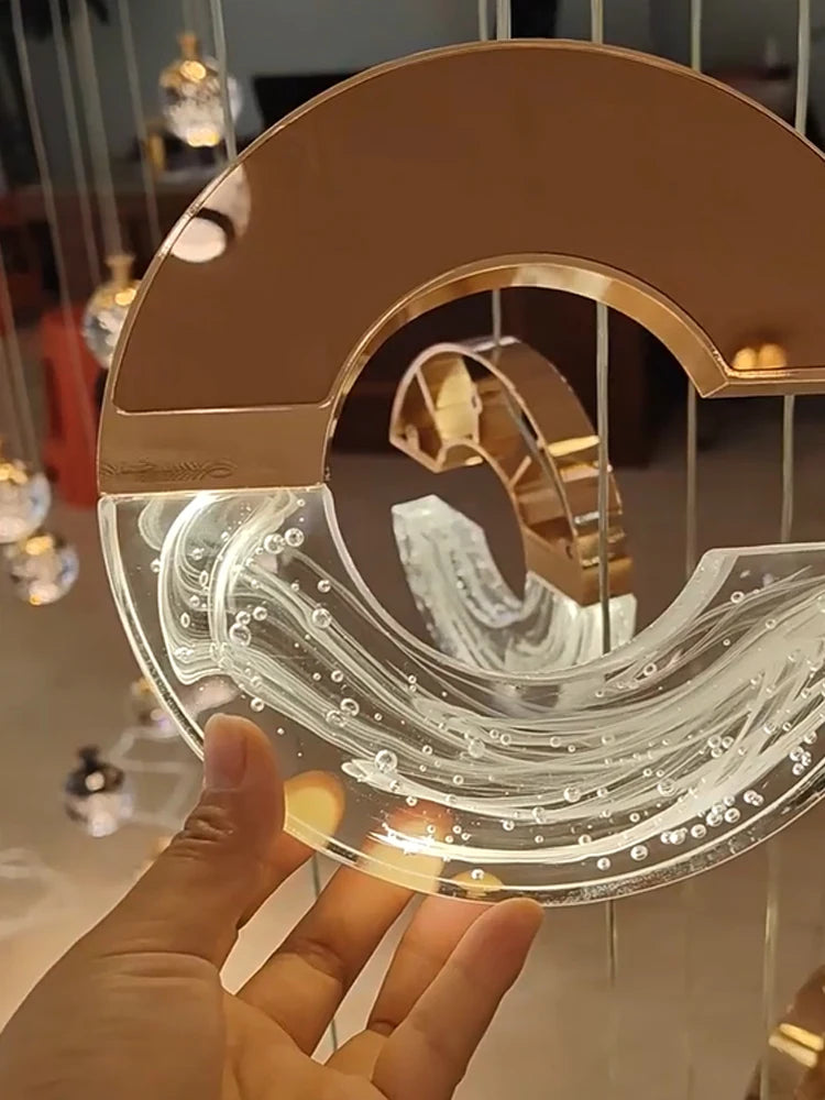 lustre moderne en cristal design loft pour éclairage minimaliste - vue 5 sur 14