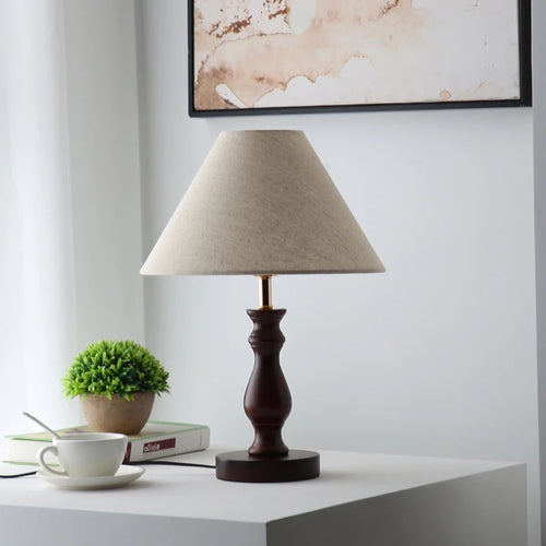 lampe à poser médiévale en bois massif style rétro créatif et chaleureux - vue 5 sur 6