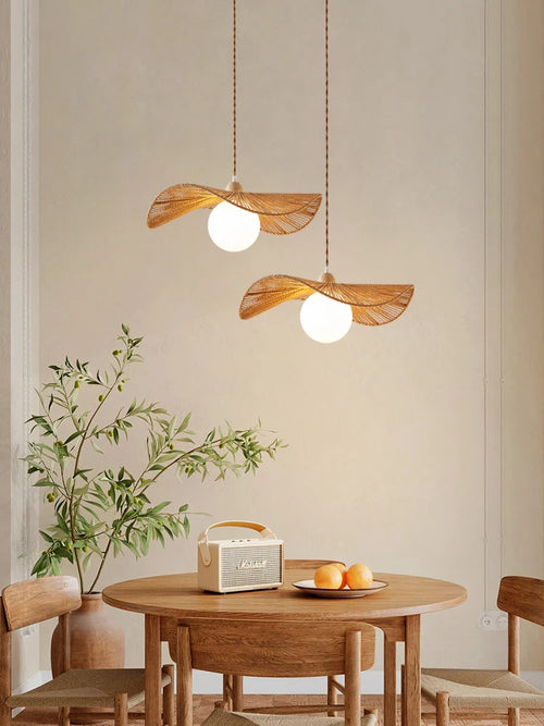 lustre suspendu en bois style japonais pour décoration intérieure - vue 4 sur 5