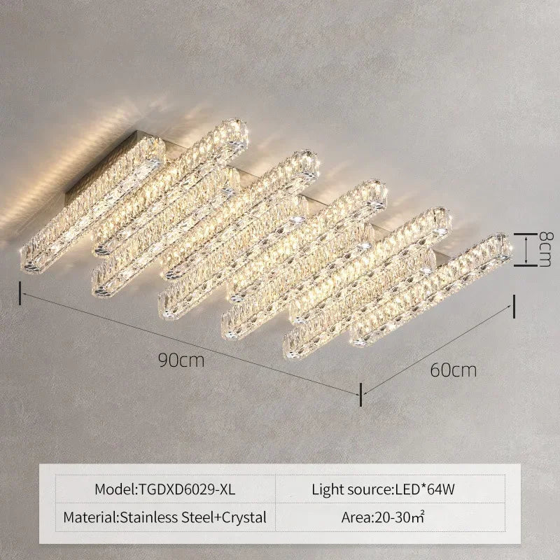 lustre led moderne en cristal avec intensité variable pour la maison - vue 9 sur 13