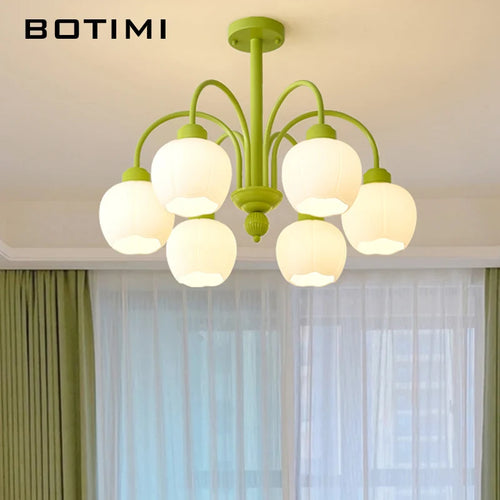 lustre moderne botimi avec 8 abat-jour en verre nordiques - vue 3 sur 13