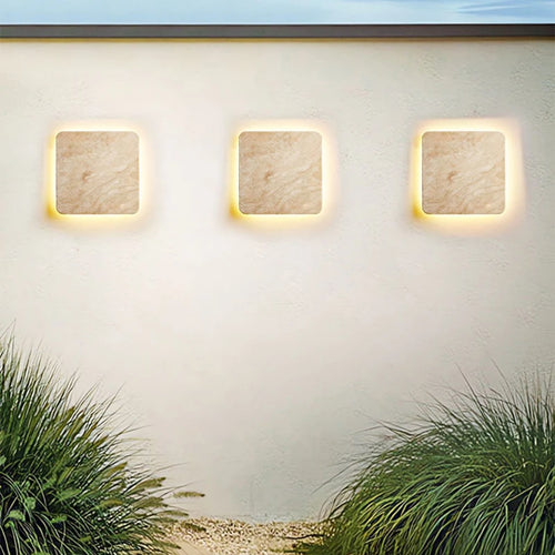 Applique murale pierre naturel Yellowstone Ip65 LED étanche carrée Villa cour entrée couloir Restaurant lumières décoratives - vue 4 sur 7