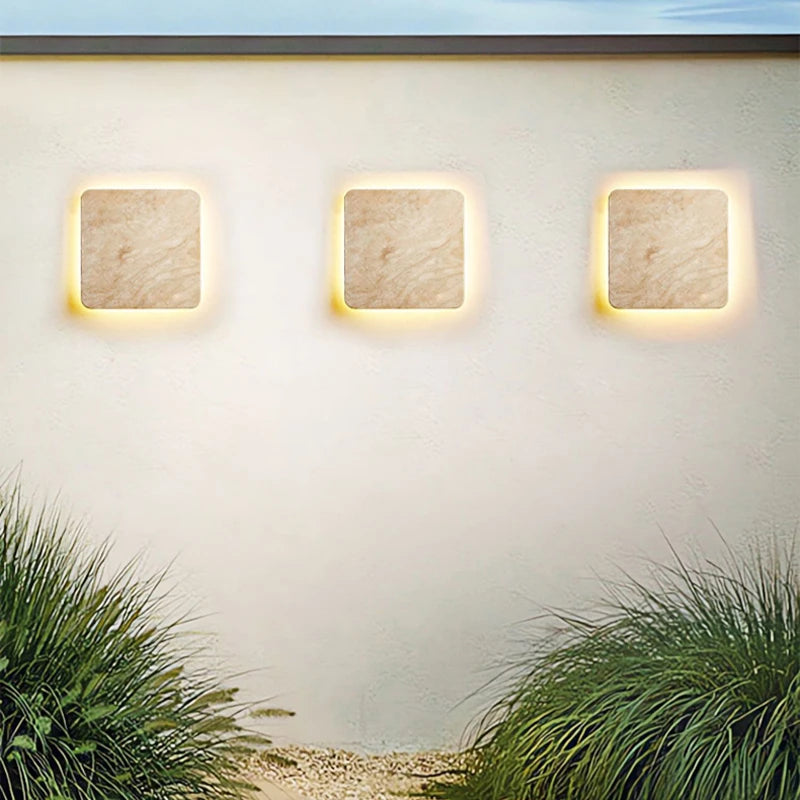 Applique murale pierre naturel Yellowstone Ip65 LED étanche carrée Villa cour entrée couloir Restaurant lumières décoratives - vue 4 sur 7