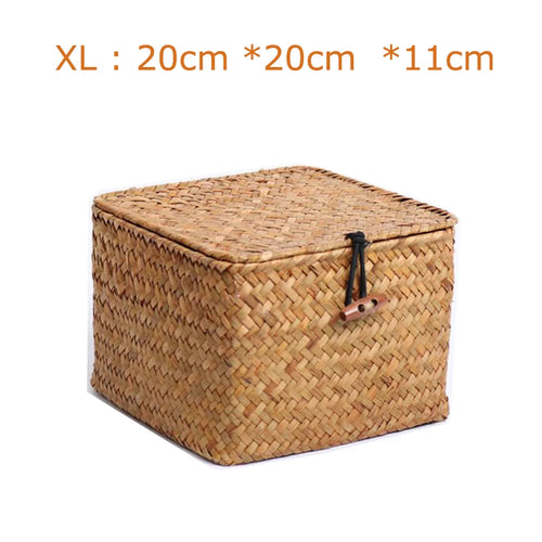 panier de rangement en algues tissé à la main avec couvercle - vue 11 sur 14