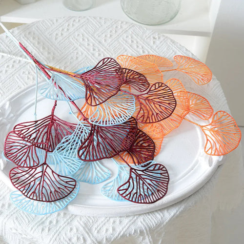 lot de feuilles artificielles ginkgo eucalyptus houx pour décoration florale - vue 5 sur 13