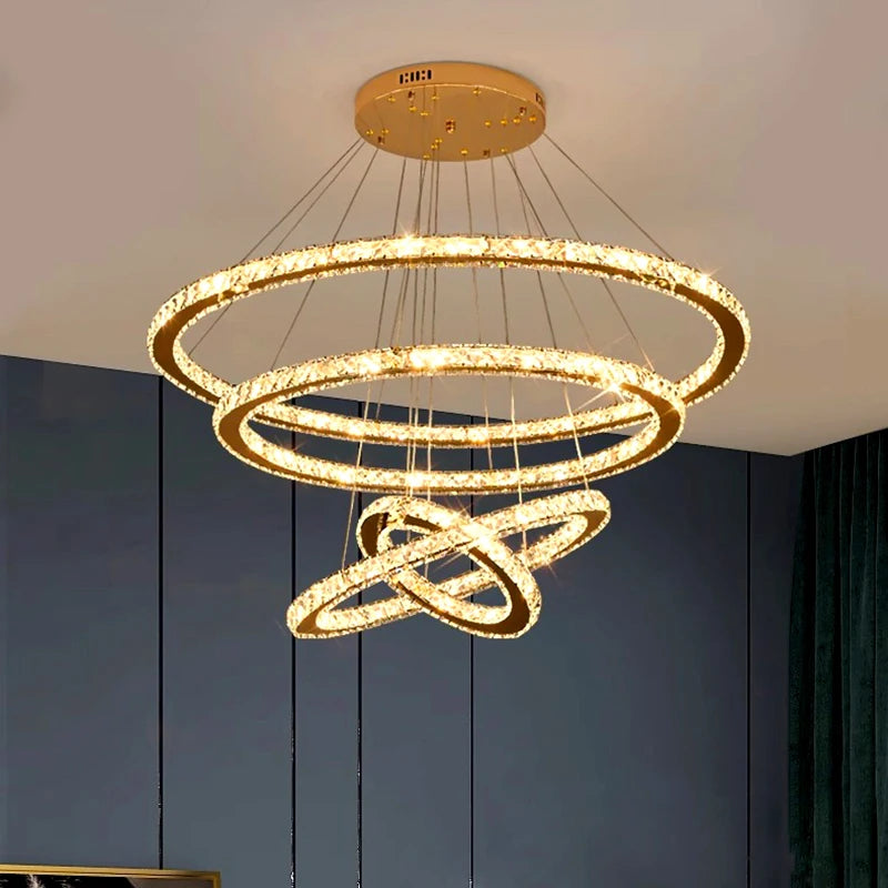 lustre moderne en cristal éclairage intérieur led suspendu - vue 5 sur 12