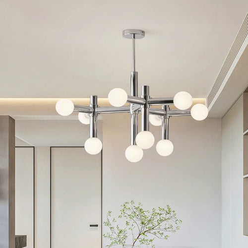 lustre chrome au design artistique pour éclairage d'intérieur - vue 5 sur 7