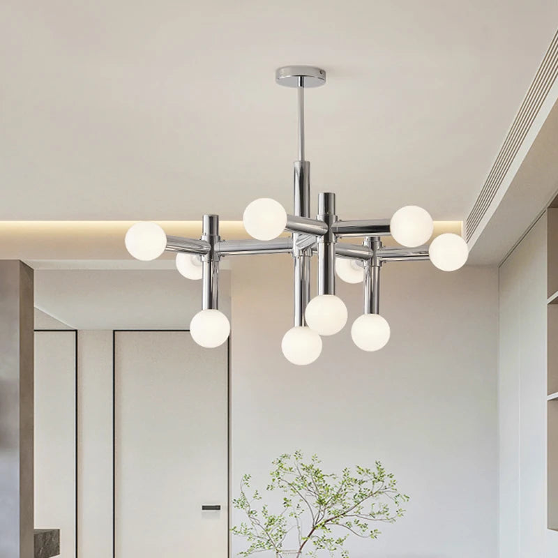 lustre chrome au design artistique pour éclairage d'intérieur - vue 4 sur 7