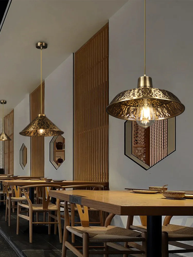 lustre décoratif chinois en cuivre pour ambiance zen - vue 4 sur 14