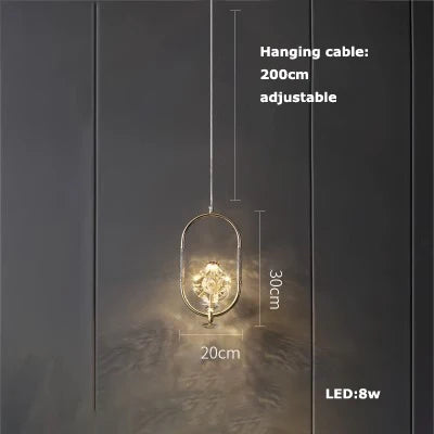 suspension en verre cristal art déco avec éclairage led - vue 20 sur 25