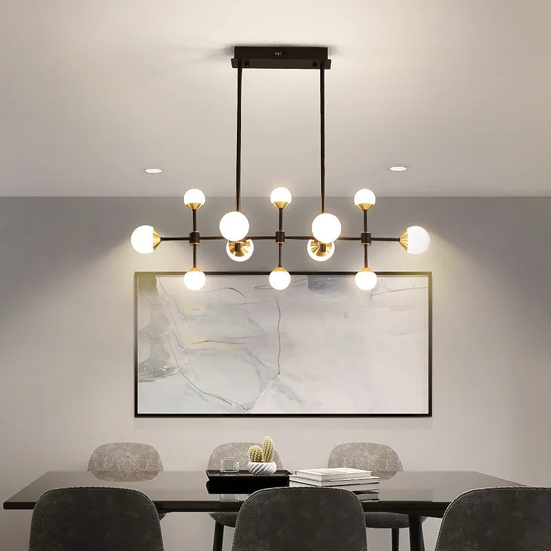 lustre boule de verre moderne simple et luxueux style nordique - vue 4 sur 13