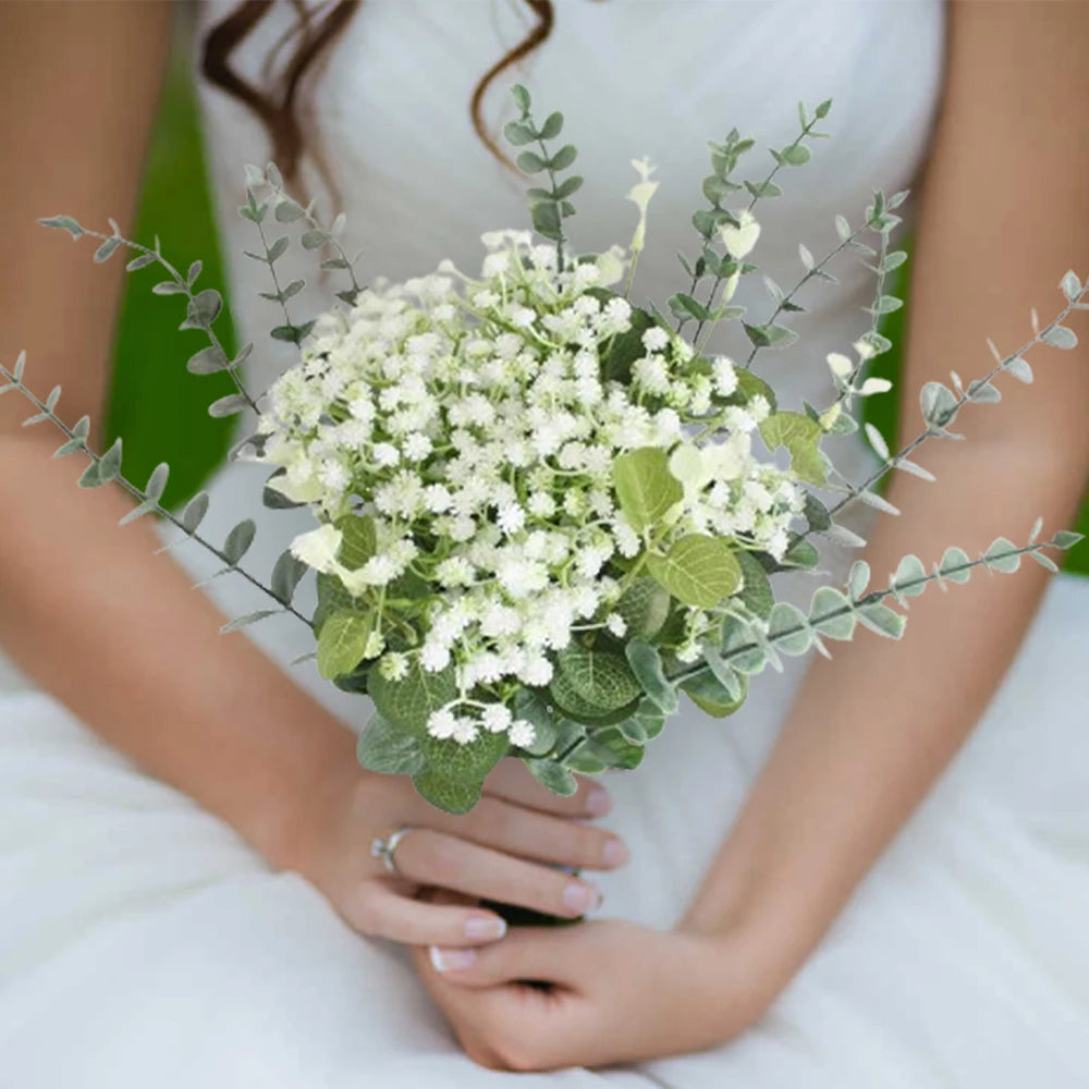 lot de fleurs artificielles gypsophile et eucalyptus pour décoration mariage - vue 5 sur 6