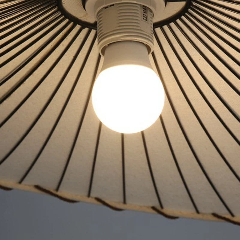 lustre en tissu nordique design chapeau de paille décoratif - vue 6 sur 14