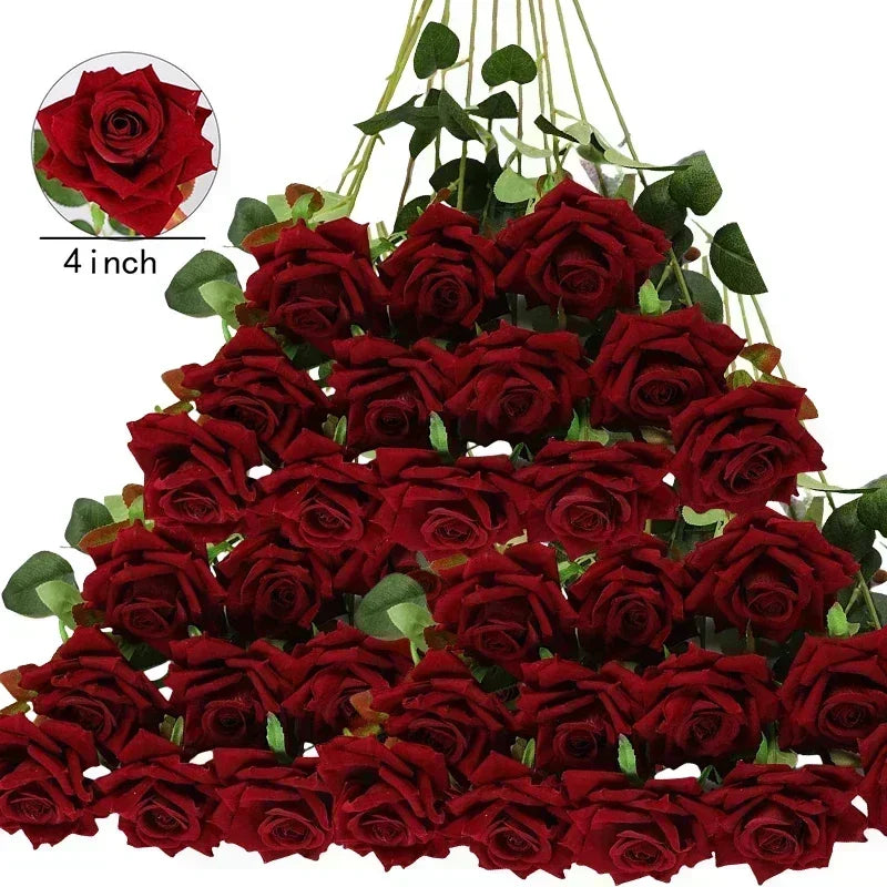 lot de 50 roses artificielles en soie pour décoration et événements festifs - vue 16 sur 24