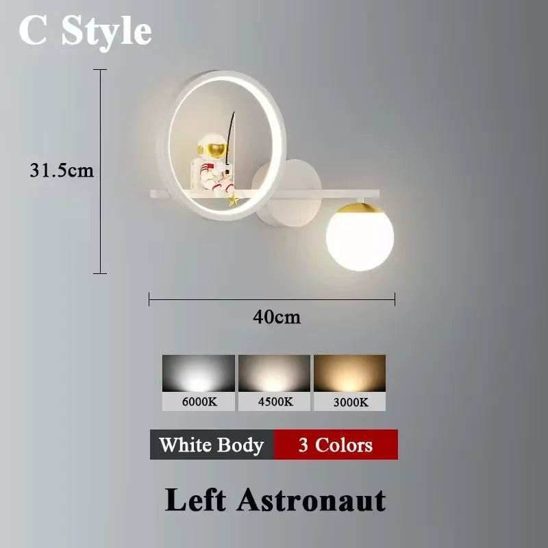 applique murale led créative lune astronaute décoration pour enfant - vue 20 sur 23