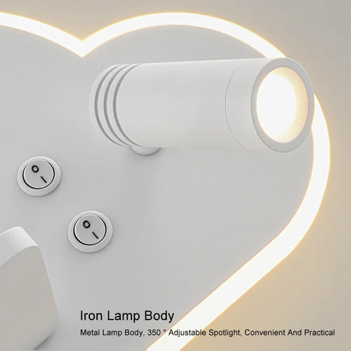 lampe de lit led multifonction avec chargeur sans fil usb - vue 6 sur 8