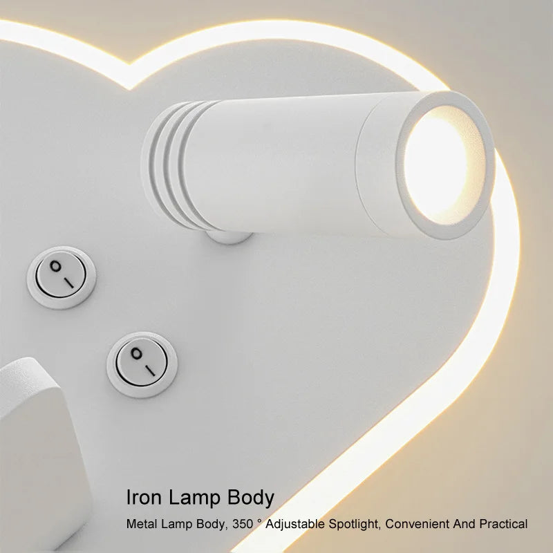 lampe de lit led multifonction avec chargeur sans fil usb - vue 5 sur 8