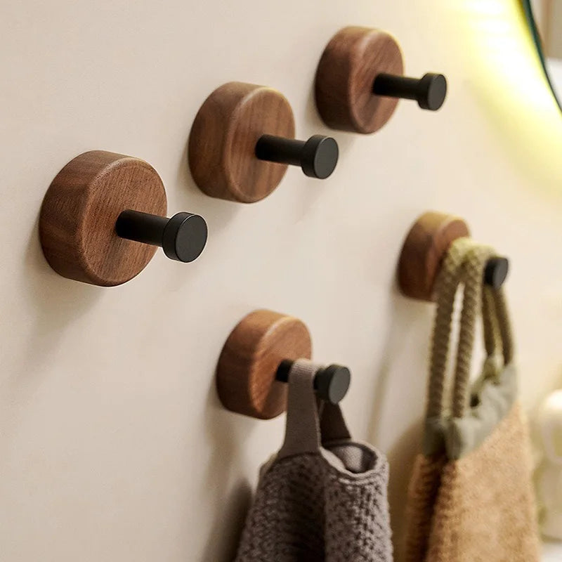 crochets muraux en bois massif pour vêtements et accessoires - vue 2 sur 15