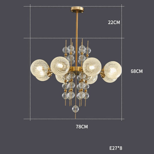 lustre à bulles classique en chrome doré tendance 2024 avec éclairage led - vue 8 sur 9