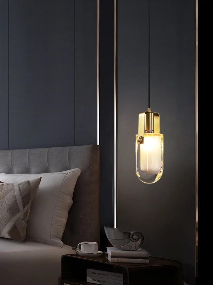 lustre en cristal cuivre design nordique pour intérieur moderne - vue 4 sur 7
