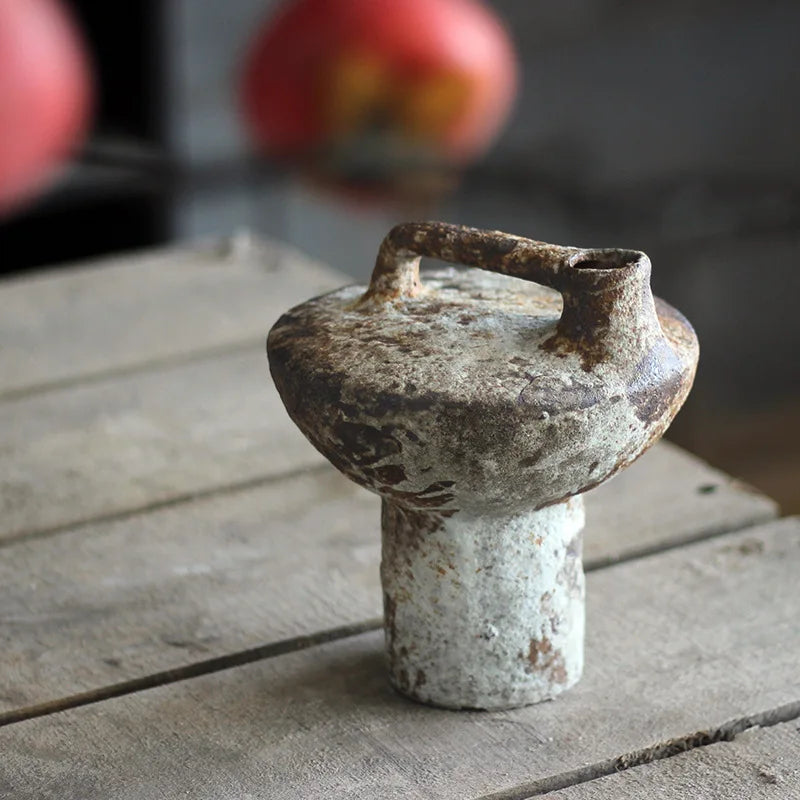 vase en céramique fait main style wabi-sabi pour fleurs séchées - vue 4 sur 7