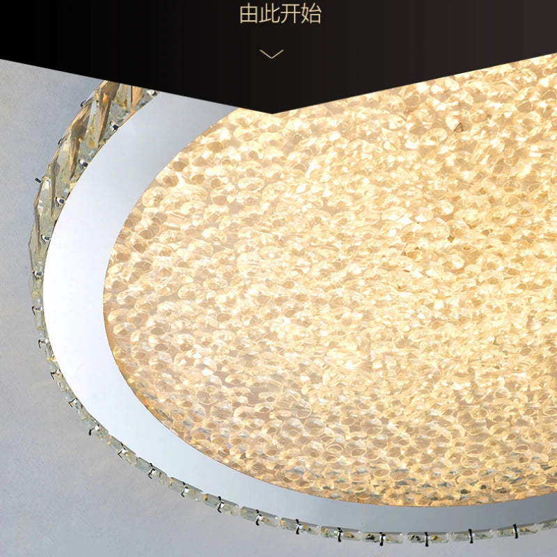 Plafonnier rond ultra-mince en cristal led moderne - vue 4 sur 5