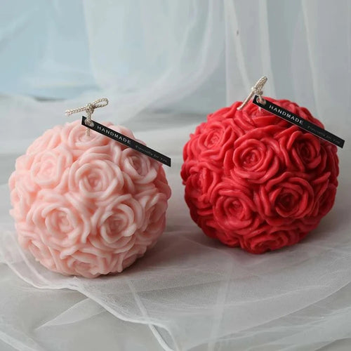bougie parfumée boule fleur rose décoration pour la maison cadeau - vue 3 sur 9